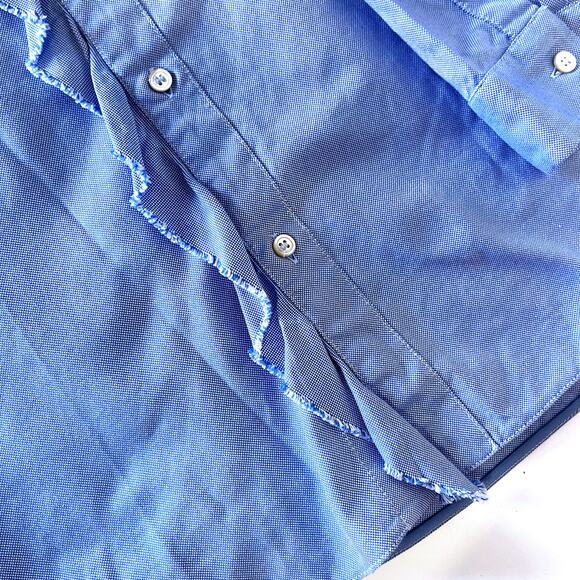 RED VALENTINO Ruffle Trim Cotton Button Down Shirt in Blue Size S/4 - Picture 11 of 14